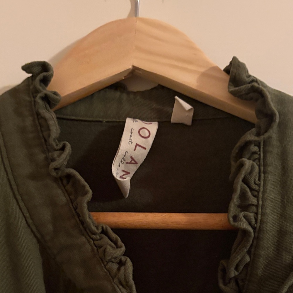 Dolan Dark Green Ruffle Utility Jacket - Picture 2 of 6